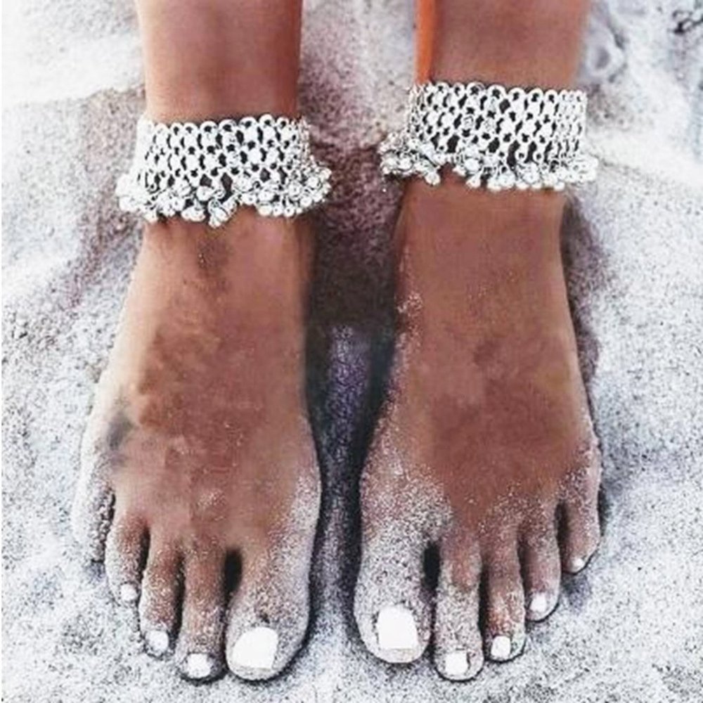 Bohemian Bridal Barefoot Sandals-New Silver Bells Beach Wedding Jewelry